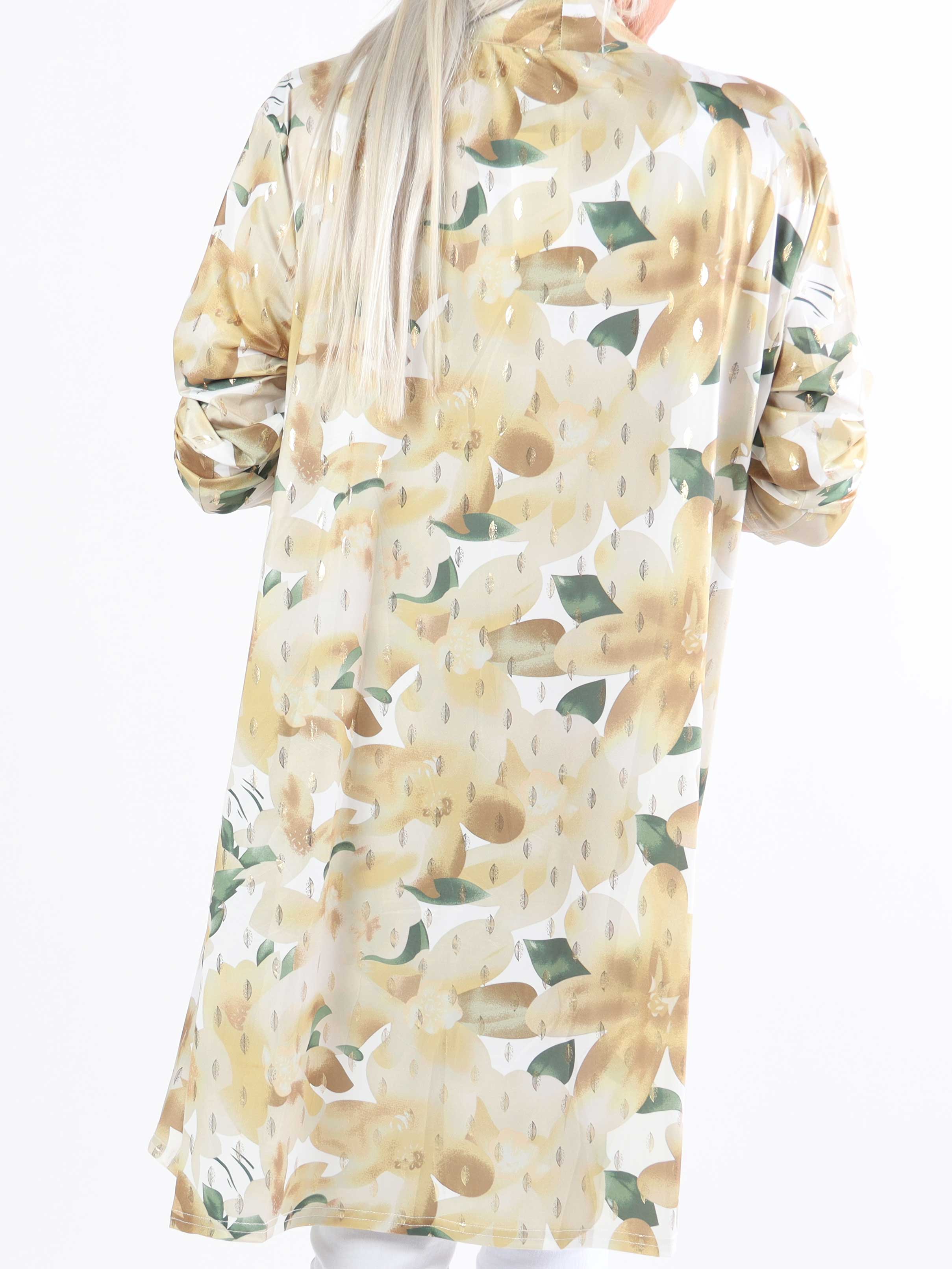 Rosa Sweet Flower - Elastisk kofta i plusstorlek med blommigt tryck